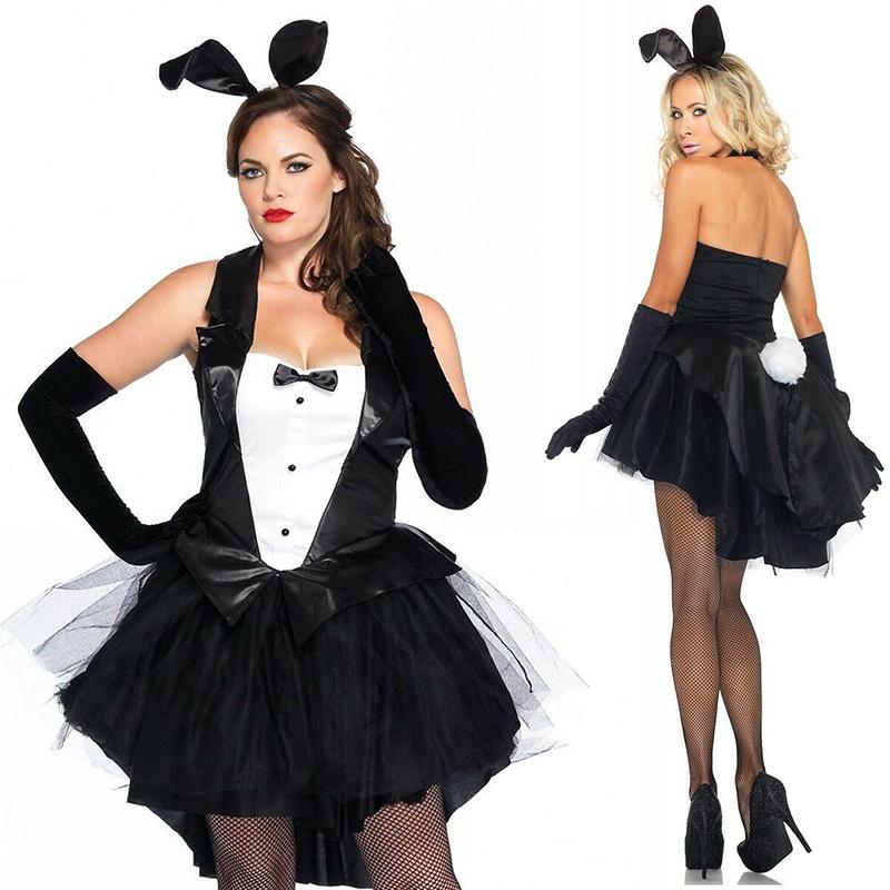 Womens Sexy Bunny Rabbit Costume Cosplay Tuxedo Halloween Outfit Fancy Dress