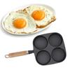 Black Egg Frying Pan Wooden Handle Omelet Pan Heat Resistant Cast Iron Skillet Breakfast Cooking