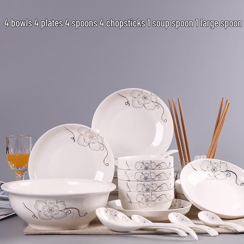Qiwei 18-Piece Chinese Porcelain Dinnerware Set
