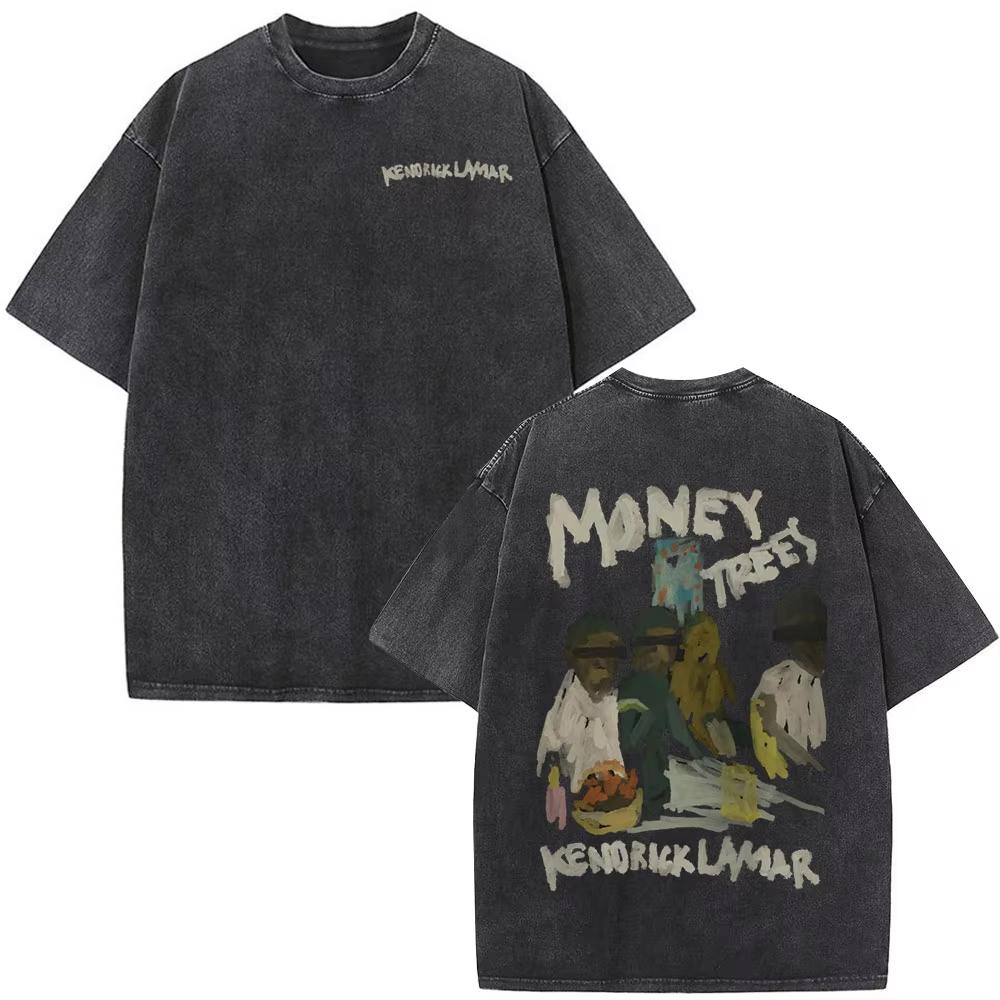 Rapper Kendrick Lamar DAMN Washed Tshirt Mens Women Clothing Fashion Vintage Casual Oversized Short Sleeve T Shirts Streetwear