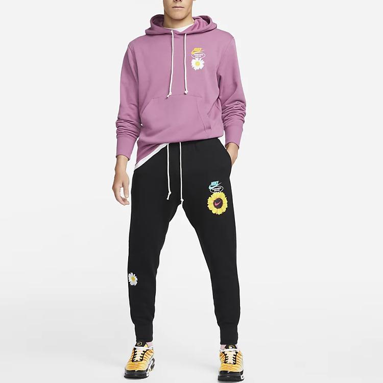Nike Bestickte Gänseblümchen-Bündchen Sporthose Herren Unterteil Schwarz DM5013-010