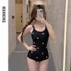 Womens Modest One-Piece Swimsuit With Embroidery High-Elastic Quick-Dry Swimming Pool Training Hot