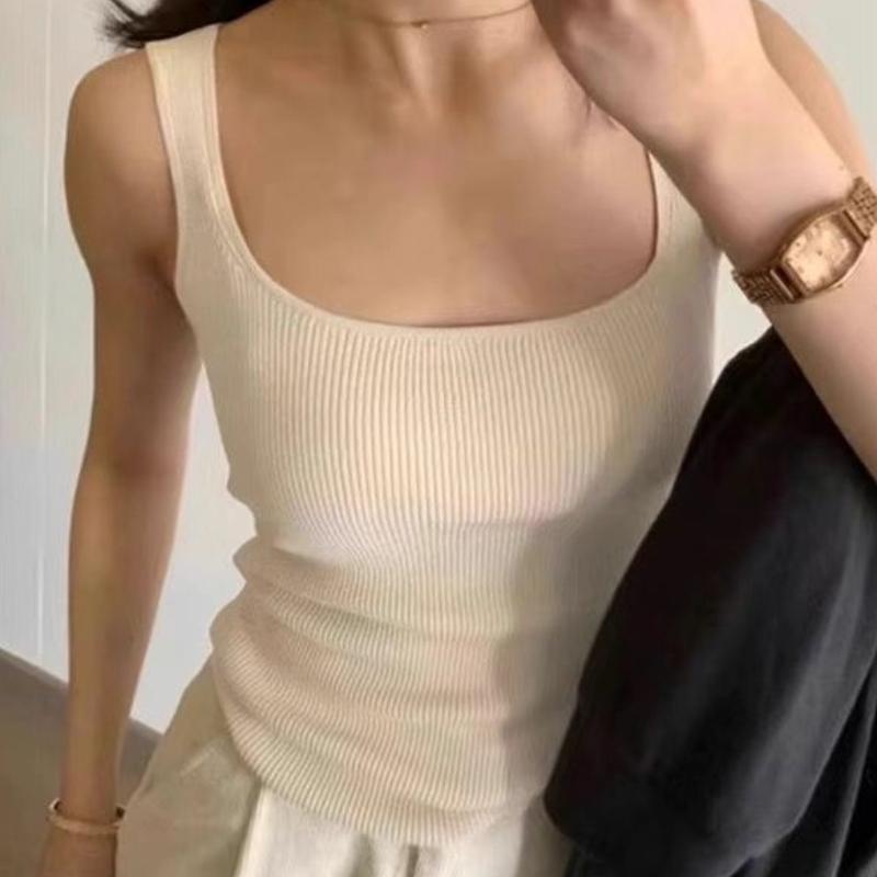 

Женская трикотажная майка с квадратным вырезом для горячей девушки, летняя верхняя одежда, скрывающая боковые выпуклости, облегающая, в тайском стиле, уникальный топ без рукавов L