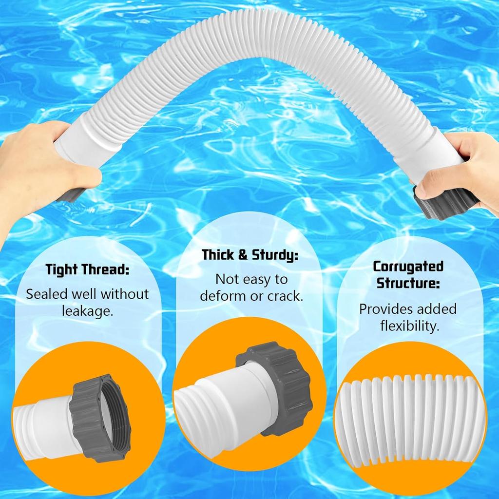 1.5'' Diameter Pool Sand Filter Pump Hose, 20inch Pool Pump Replacement Hose for Above Ground Pools,  Flexible Water Pool Hose Set