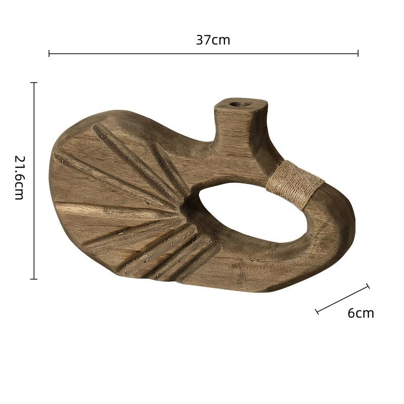 Handmade Wooden Vase Abstract Hollowed-out Natural Wood Flower Vase Flower Arrangement Accessories Hemp Rope Home Decoration
