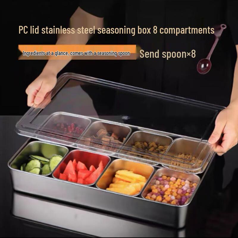 Stainless Steel 8-Compartment Seasoning Box