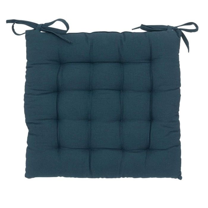 Coussin De Chaise - Matelassé - 38 X 38 Cm - Coton Bleu - Ambiance Moderne