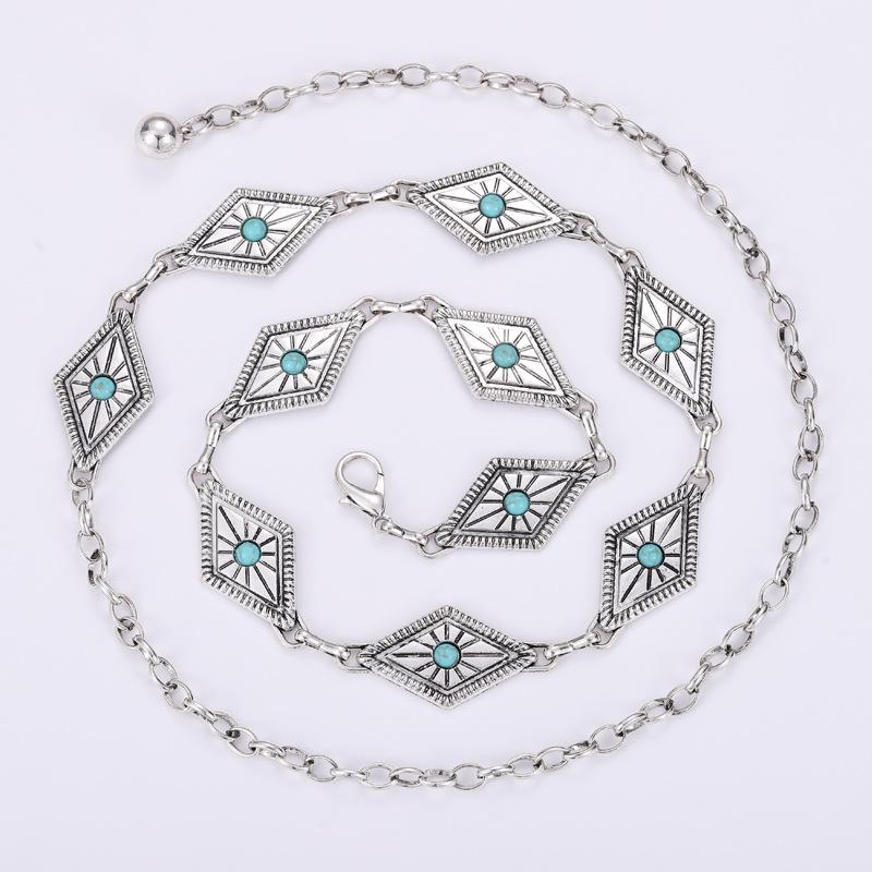 Metal Waist Chain Women'S Dress Waist Decoration Retro Silver Hook Adjustment Belt Five Optional