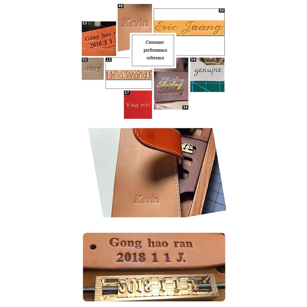 Mosazná raznice abecedy | 26 velkých + malých písmen, 10 číslic, 20 symbolů | Přizpůsobitelný nástroj pro ražení a bronzování peněženek/pouzder na telefony