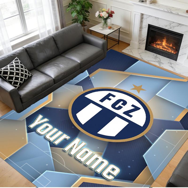 Crystal Velvet Rug Custom Name Text, Soft Non Slip Floor Mat Home DecorFC Zürich