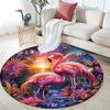 Flamingos Round Area Rug,Carpet Rug for Living Room Bedroom Sofa Playroom Decor,Non-slip Floor Mat