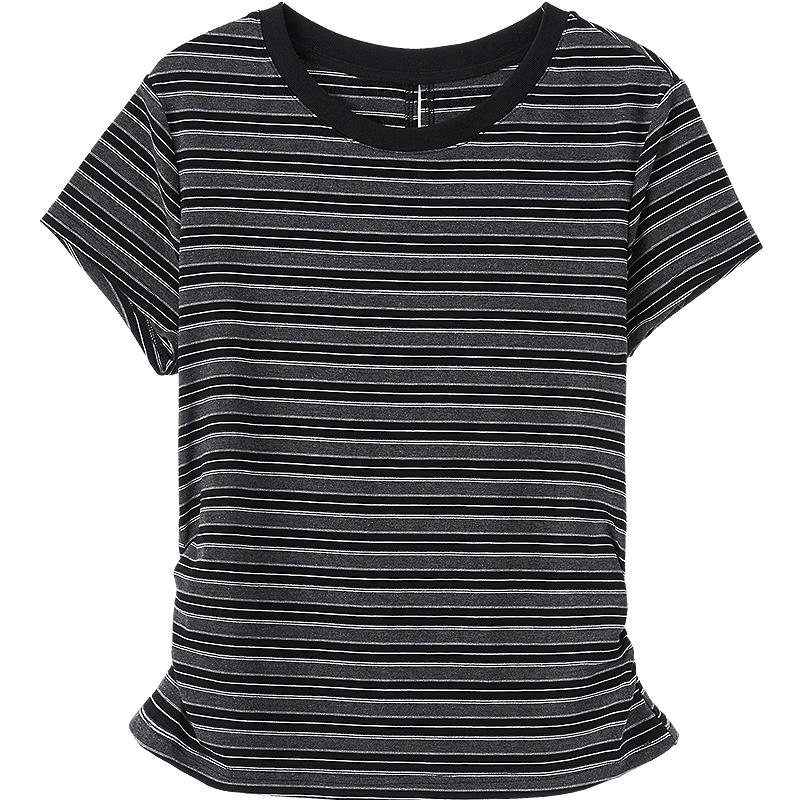 Baitu Women s Striped Lyocell Short-Sleeve T-Shirt M