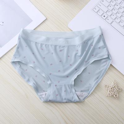 Women's New Simple Sweet Printed Ice Silk Mid Waist Comfortable Breathable Skin Friendly Triangle Briefs