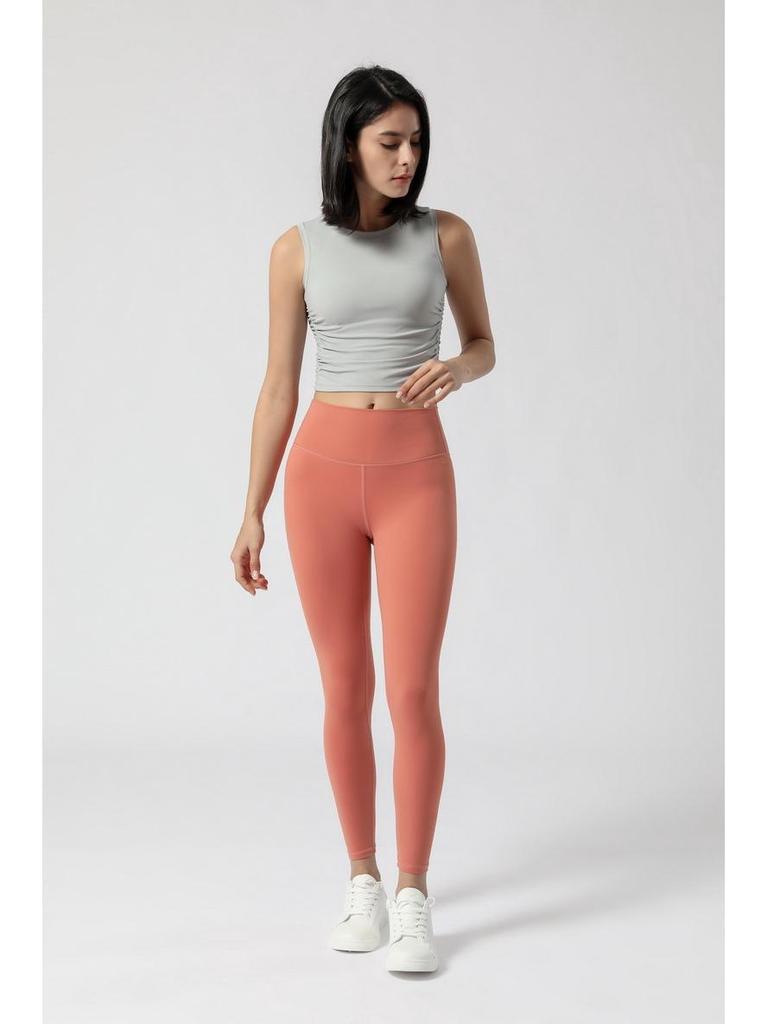 2023 Women's European & American Yoga Sports Vest with Side Waist Folds & Navel Cutout