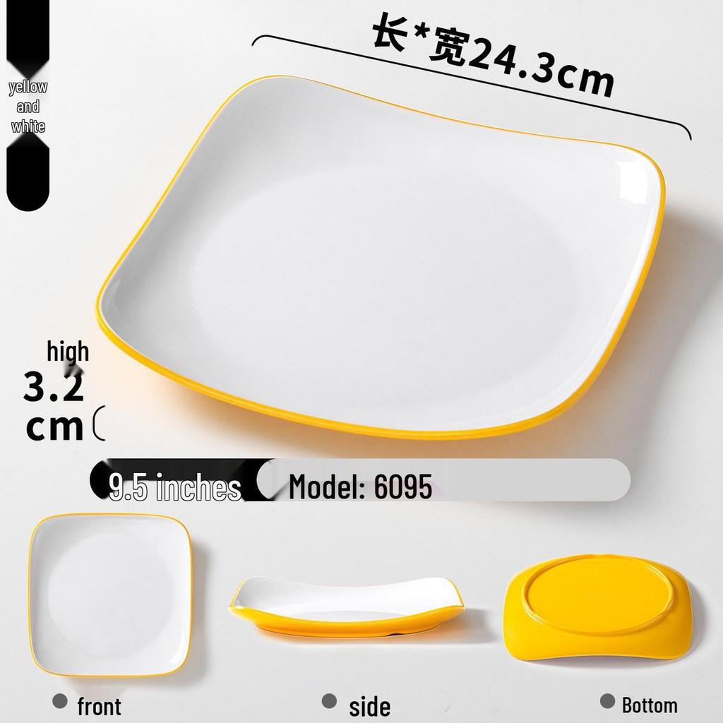 Double Color Melamine Square Rice Bowl Plate - Commercial & Catering Use