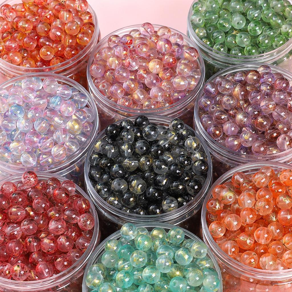 Japońskie i koreańskie rozmazujące się przezroczyste tusze posypywanie złotem szklane koraliki luźne koraliki ręcznie robione diy materiał do koralików akcesoria do bransoletek