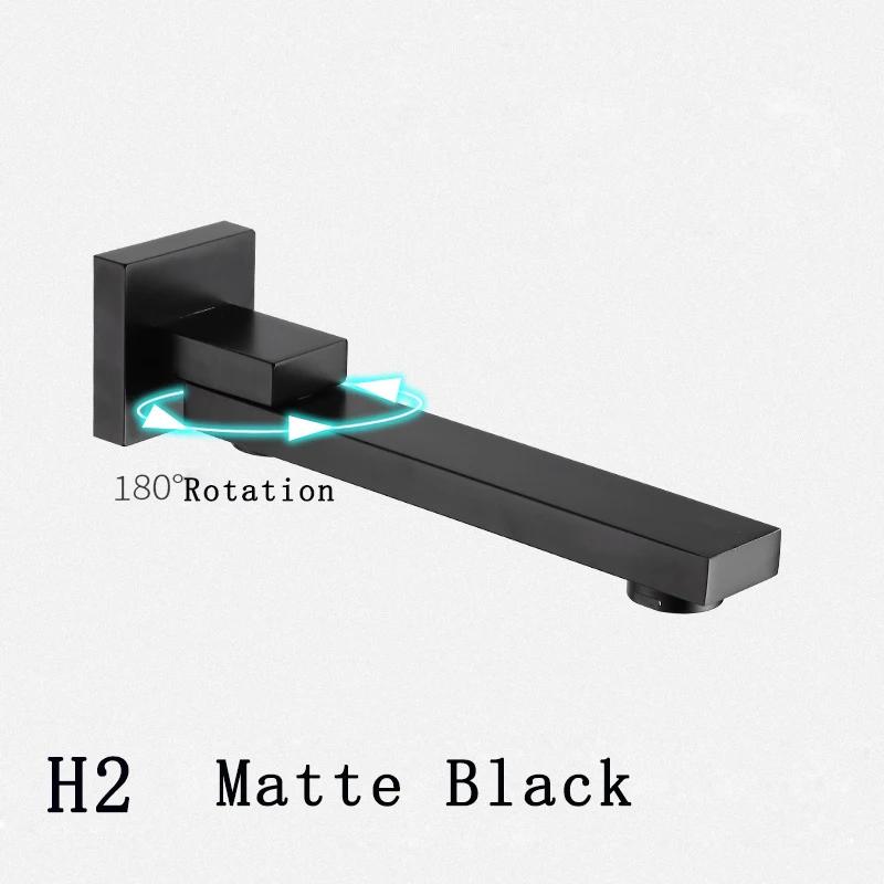 Matte Black Or Chrome Solid Bass Outlet Wall Mounted Shower Spout Bath Tub Shower Mixer Faucet Spout Filler 180 degreeFolding