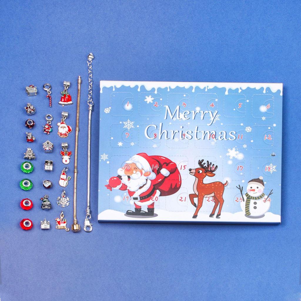 Envelope Calendário do Advento de Natal de 24 Compartimentos: Pulseira DIY e Cartão de Felicitações de Bênção Presente para Crianças