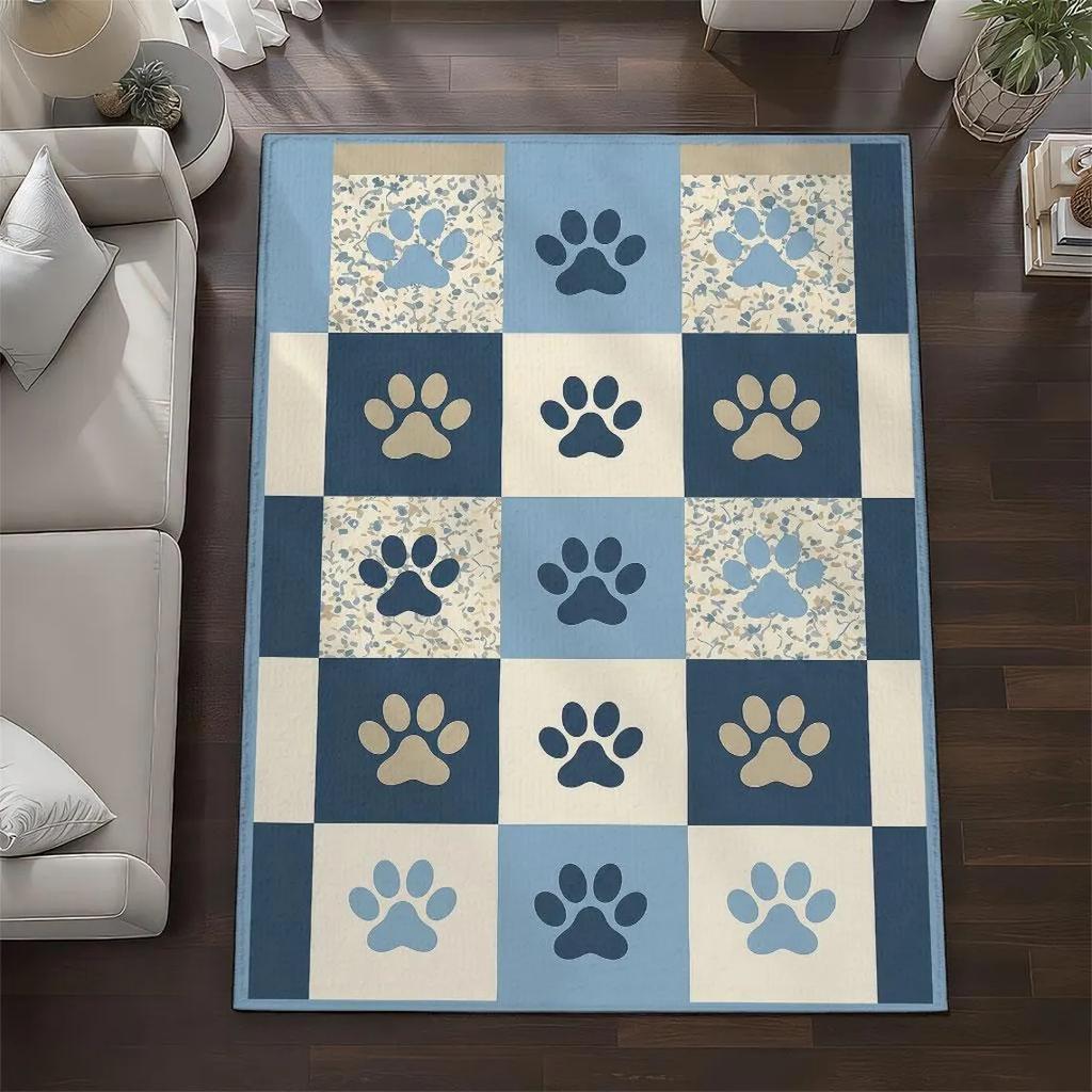 Patchwork Plaid Printed Carpet Love Pattern Decorative Door Mat Entrance Living Room Bedroom Spring Atmosphere Rug
