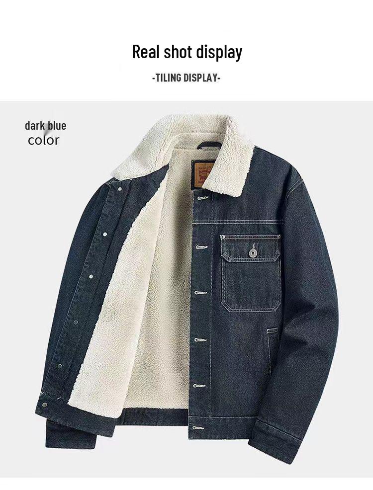 Herren Winter Jeansjacke mit Fleecefutter – Warme Lammwolle, Winddicht, Verdickt, Kältebeständiger Mantel