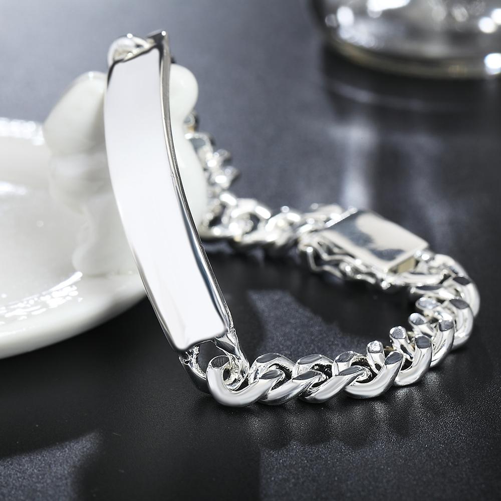 925 Sterling Silver Classic Smooth Side Bracelet Fashion Charm Jewelry