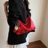 Large capacity bag women's summer new 2025 fashion shoulder bag texture lychee pattern bucket bag commuter tote bag