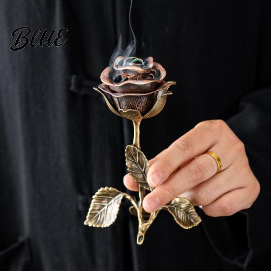 Yoga Aromatherapy Burner Vintage Rose Incense Burner Metal Flower Holder Decorative Tabletop Ornament Bedroom Living Room Office A Thoughtful Gift