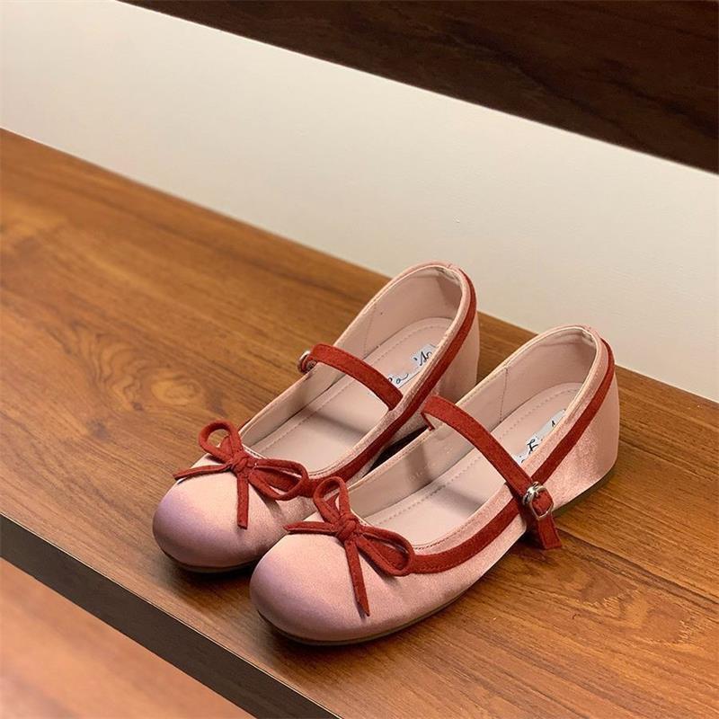 

Туфли Мэри Джейн в стиле сяосянфэн женские лето 2025 новая платформа балетки фея бант внутренняя танкетка одинарные туфли 40 красный