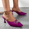 High Heel Slippers For Women 2024 Shoe Luxury Brand Summer Fashion Transparentes Rhinestones Pointed Banquet Slippers Sexy Pumps
