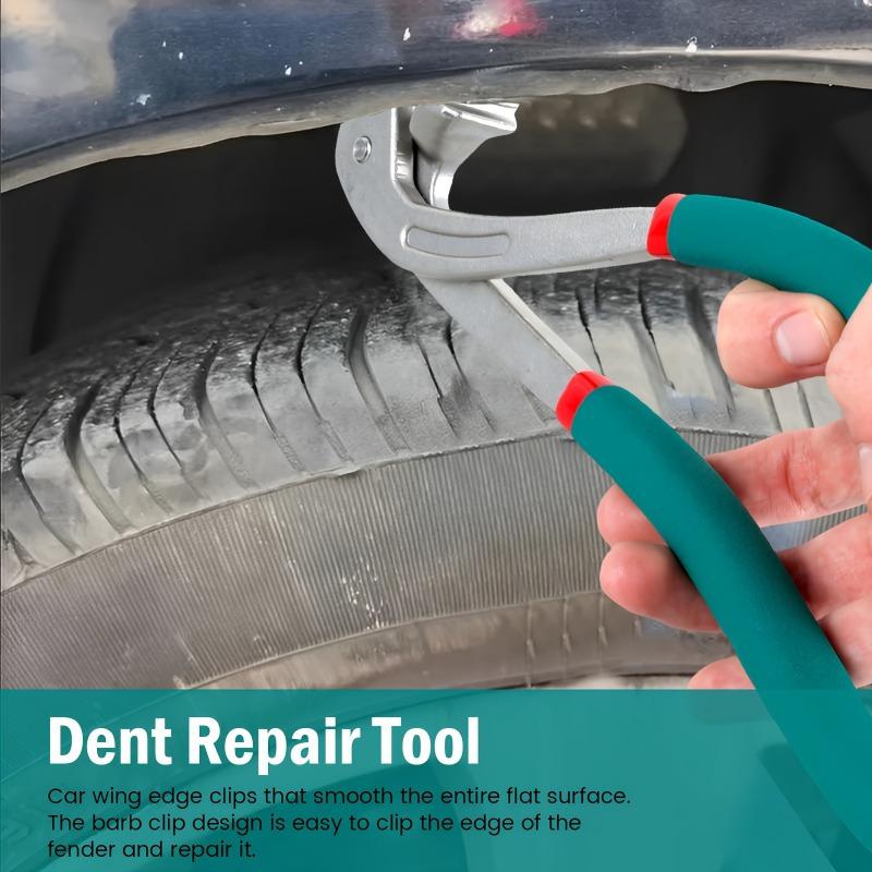 Car Door Panel Crimp Dent Repair Pliers - Stainless Steel, 9.06inch, Green & Red Handles, Auto Body Edge Tool for Vehicle Fender & Door Panel Repair