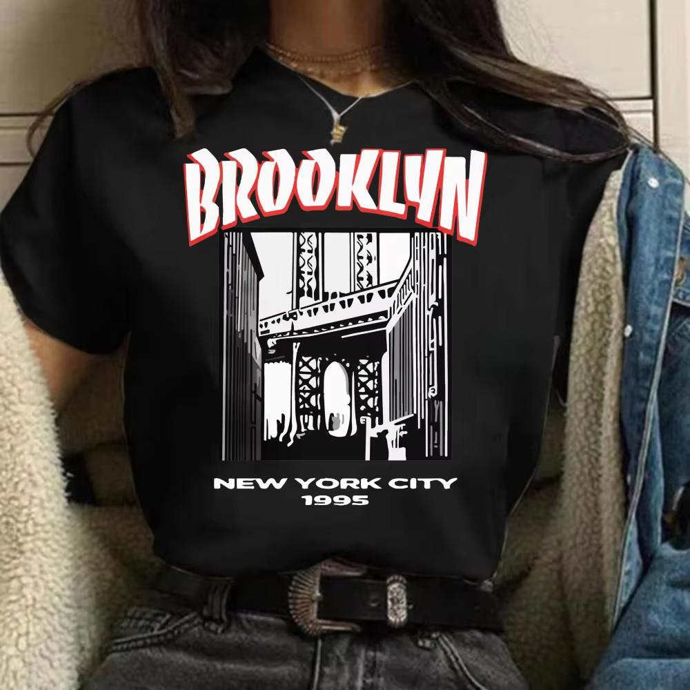 New Summer Women T Shirt 1998 Brooklyn New York Print Short Sleeve T-Shirts Warm Casual Streetwear Hip Hop Y2k Clothes Tops