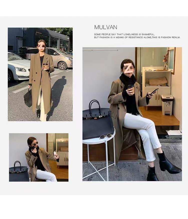 Damen Frühling & Herbst Koreanischer Stil Langer Blazer Mantel - Locker, Einreihig, Hochwertiger Casual Anzug Trench.