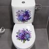A Purple-toned Floral Toilet Paper Roll Set with Waterproof Self-adhesive Feature for Bathroom Wall Stickers