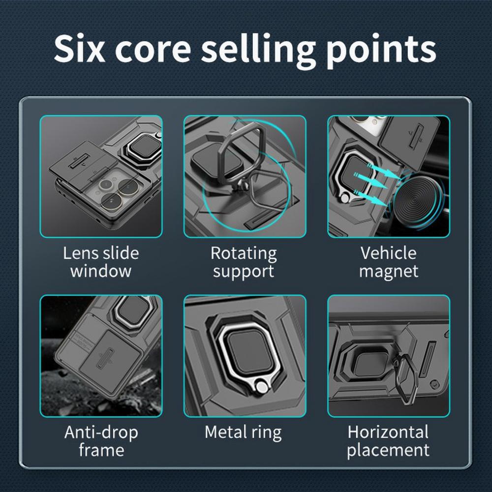 For Realme 15 5G Case PC+TPU Kickstand Phone Protector with Lens Cover