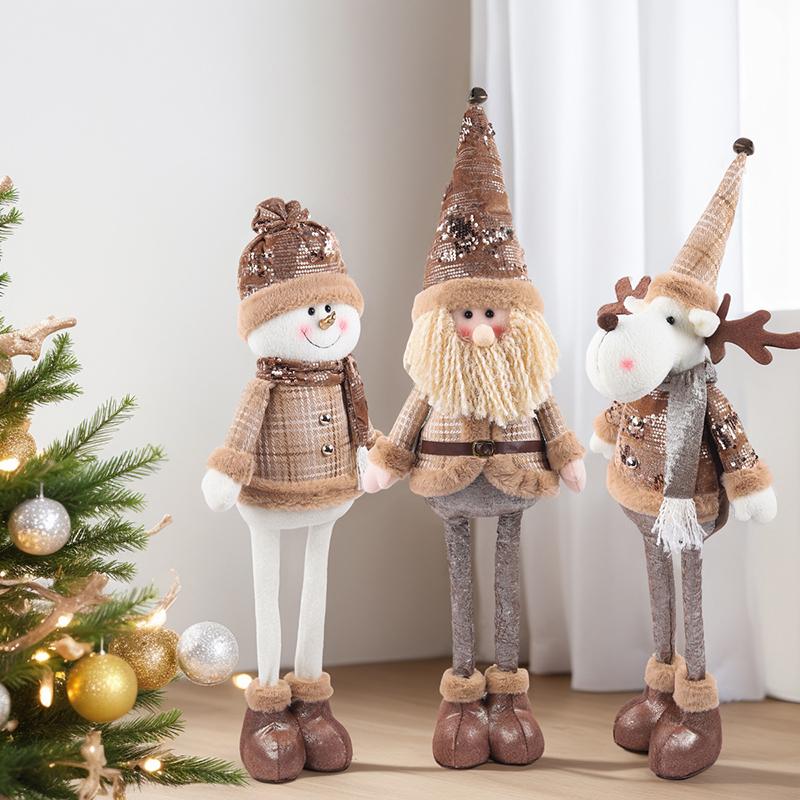 Retractable Festive Ornaments Santa Deer Snowman Polyester Sculpture Space Saving Tabletop Holiday Display