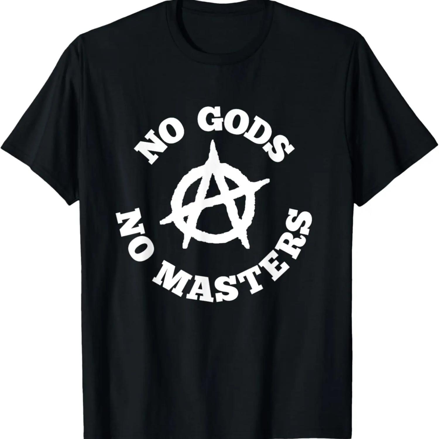No Gods No Masters Anarchy Symbol Anarchist Atheist T-Shirt S