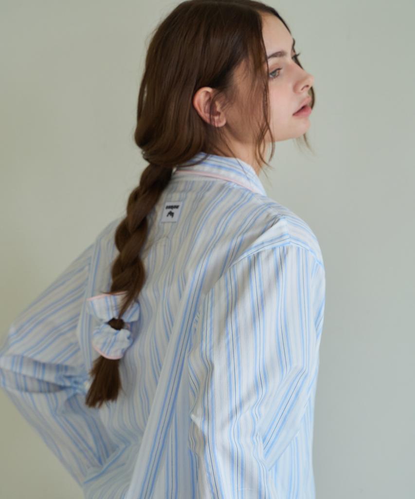 Contoursong Blue Piping Hair Scrunchie