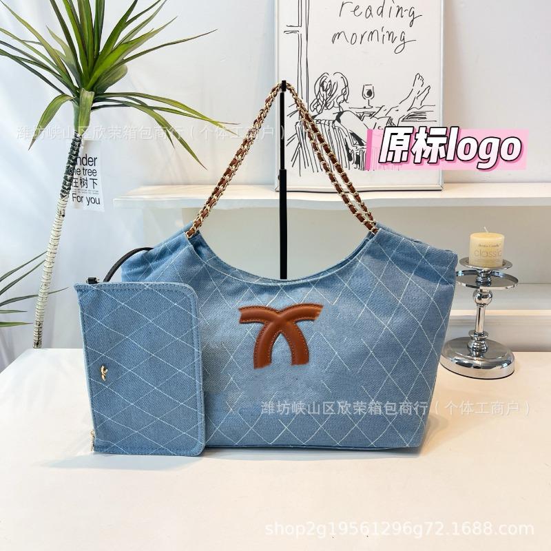 New tote bag large capacity beach bag denim shoulder commuter women's bag versatile shopping bag