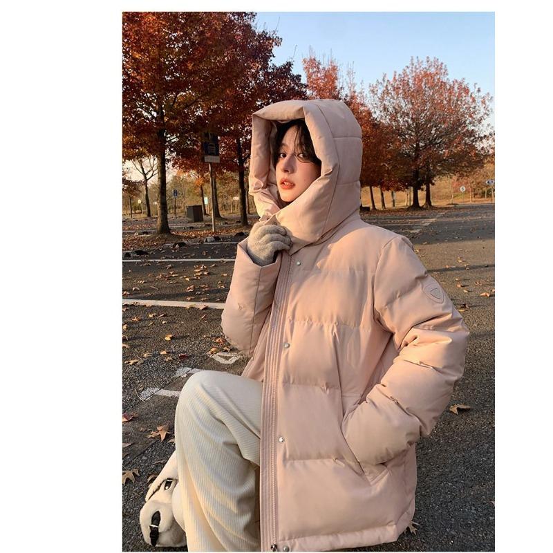 Winter Short Down Jacket Women Loose Fit Thickened Warm Puffer Coat Casual Parka