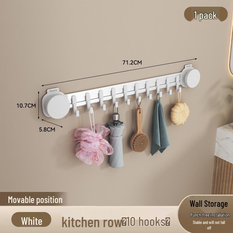 Wall-Mounted No-Drill Kitchen Hooks: Multifunctional Spatula and Utensil Storage Rack & Clothes Hanger