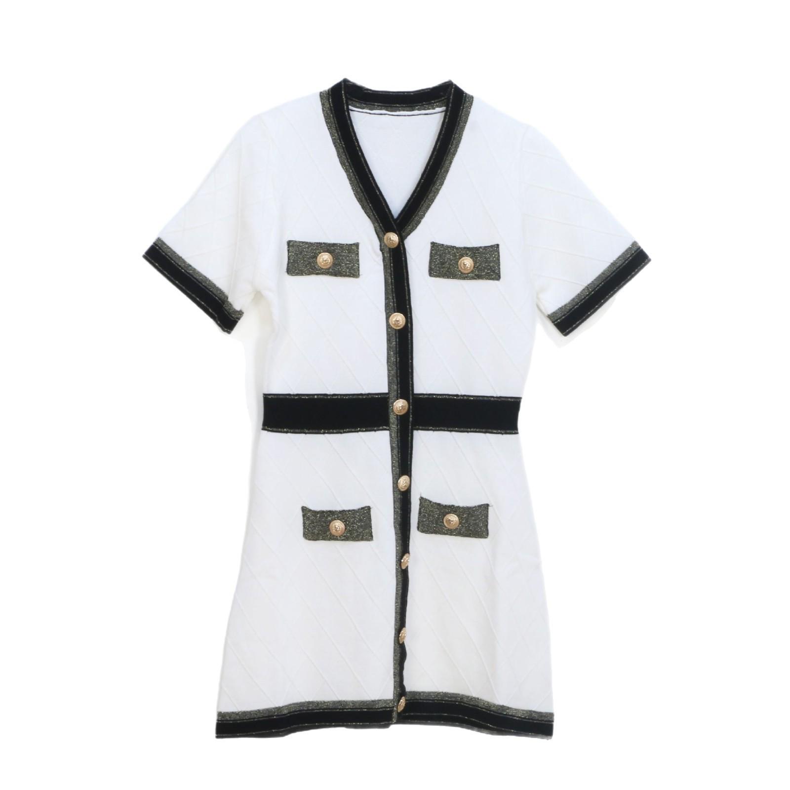 

Женское летнее облегающее трикотажное платье во французском стиле с металлической пряжкой Medium