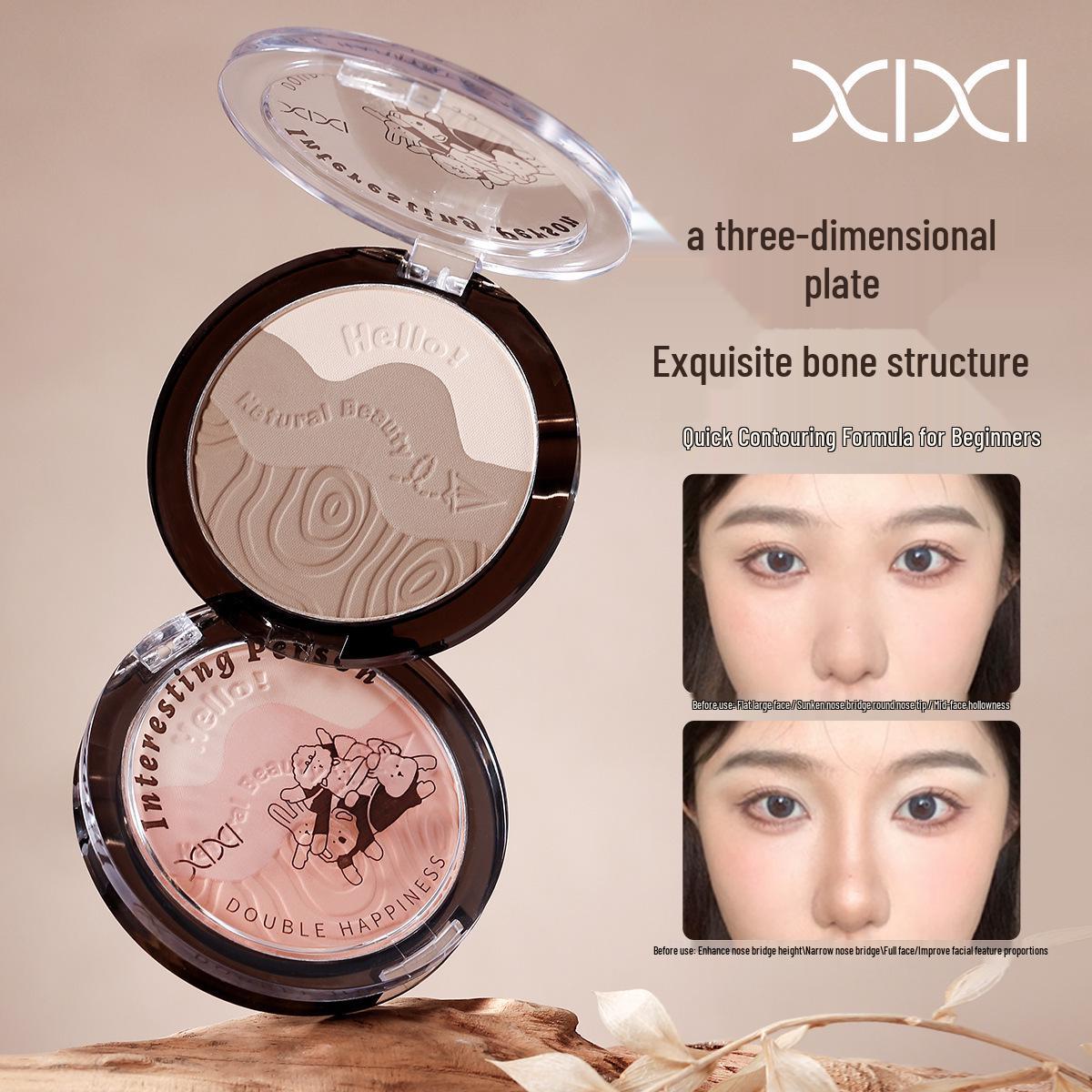 XIXI 3-цветная палитра для контуринга и хайлайтинга для 3D-скульптурирования и затенения лица 02# Asian Elf