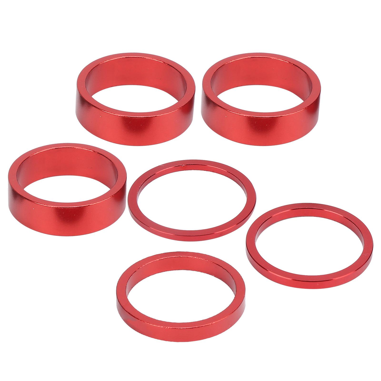 6Pcs Bicycle Headset Spacer Aluminium Alloy Bike Handlebar Stem Spacers for Mountain BikeRed красный