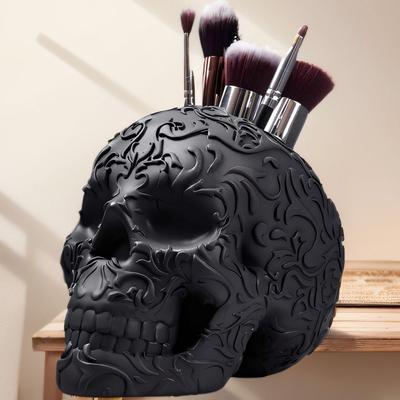 Large Capacity Halloween Skeleton Holder Realistic Unique Skeleton Makeup Brush Holder Handmade Gothic Pen Holder Home Decor