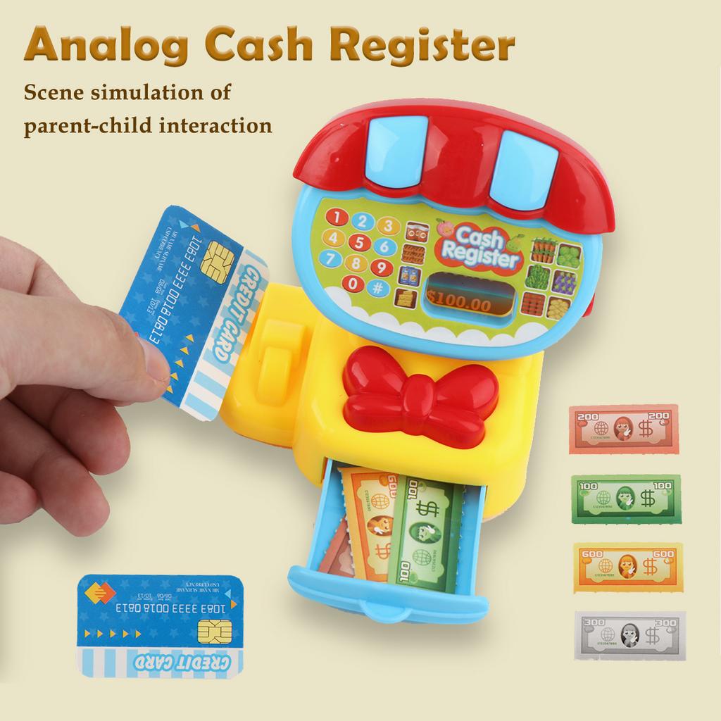 Kassenspielzeug Spielrechner Bargeld, Spielgeld Eis Gemüse Elektronischer Rechner Realistisch für Kinder ab 3 Jahren