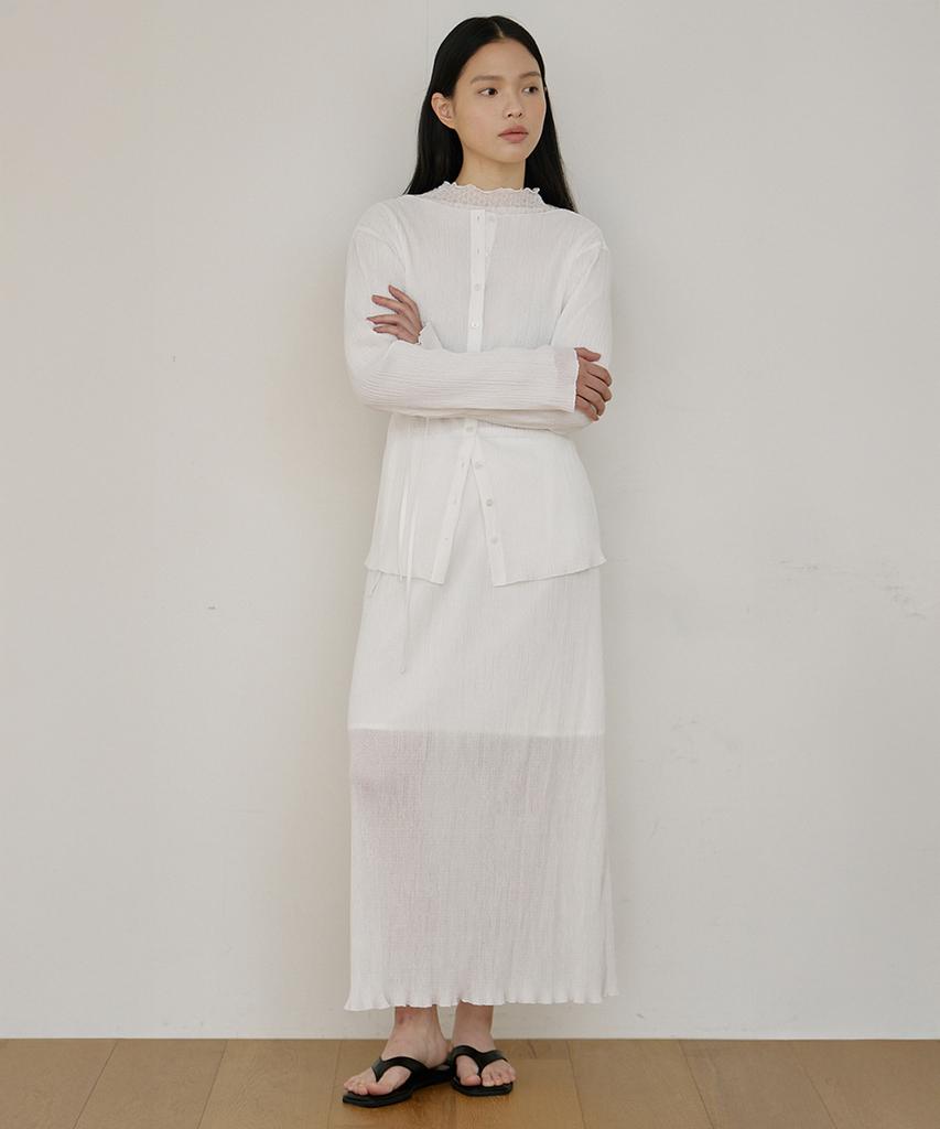Oeoseoul Pleated Maxi Skirt [White]