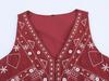European American Women's Mirror Effect Embroidery Vest & Shorts Set