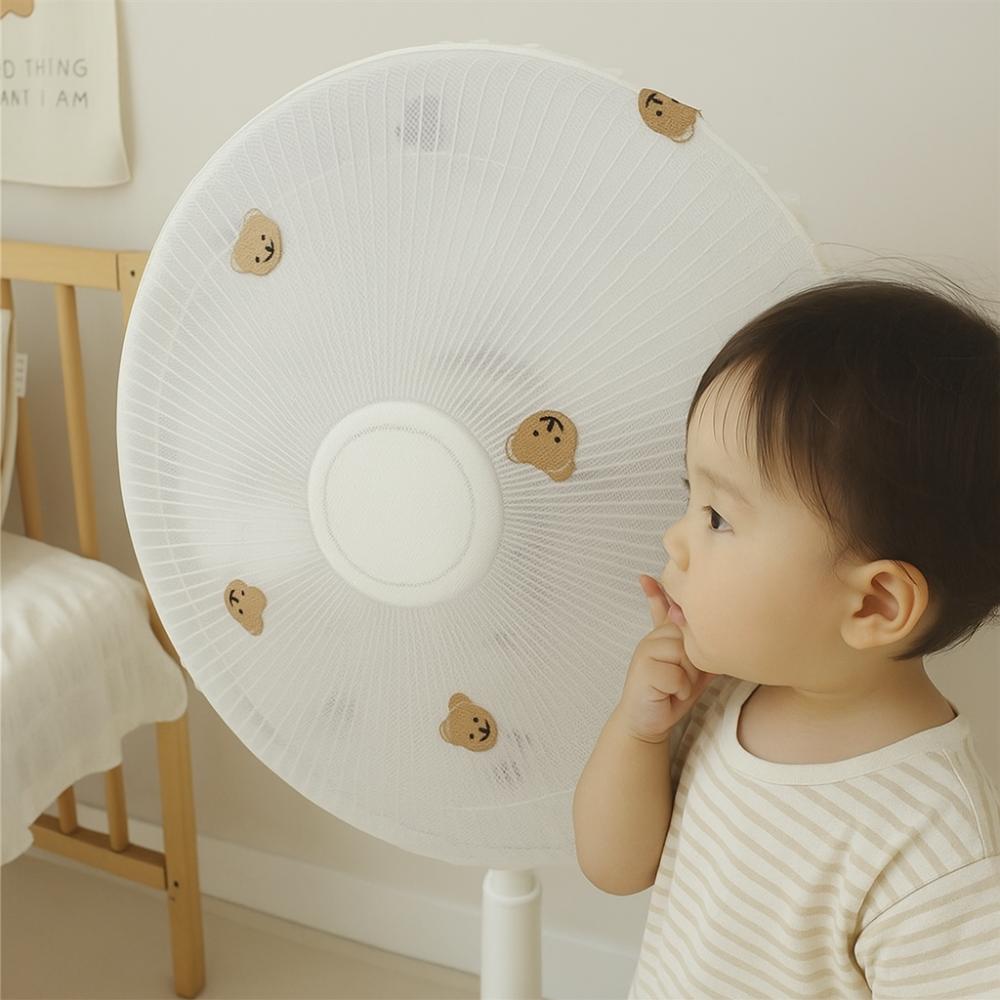 Waterproof Round Electric Fan Cover Bear Embroidery Electric Fan Dust Bag  Office