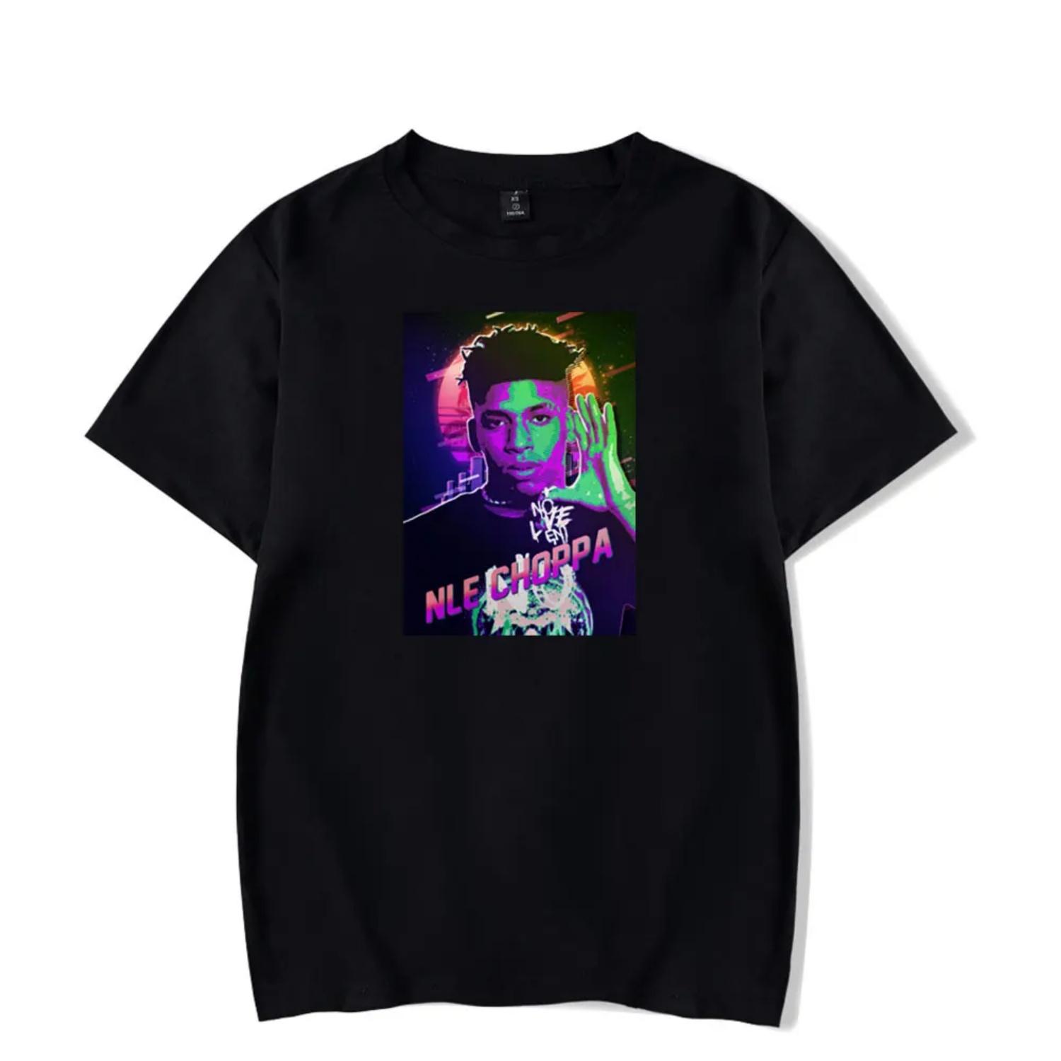 

NLE Choppa Tshirt Crewneck Short Sleeve T-shirt Men Women Streetwear Printing Casual Stylish Hip Hop S чёрный