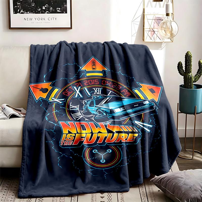Back to the Future Theme Blanket Suitable For The Sofa Camping And Travel Made Of Soft Flannel Material An Ideal Gift For Occasions Such As Birthday